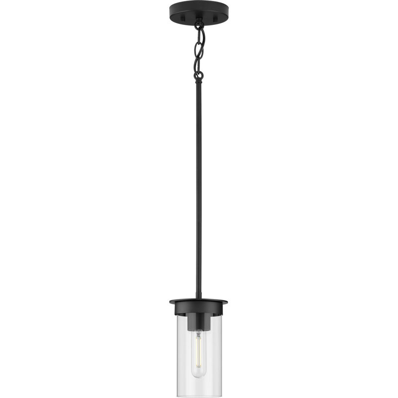 Luminaire suspendu cylindrique à 1 lumière Themis, Noir mat