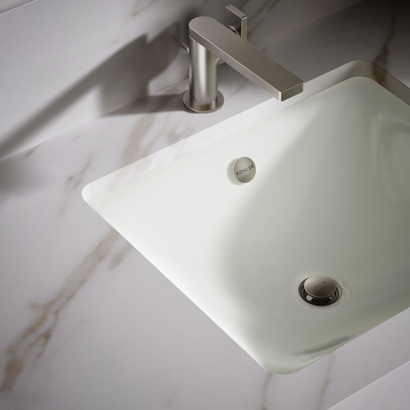 Iron Plains Metal Rectangular Undermount Bathroom Sink with Overflow, Basalt