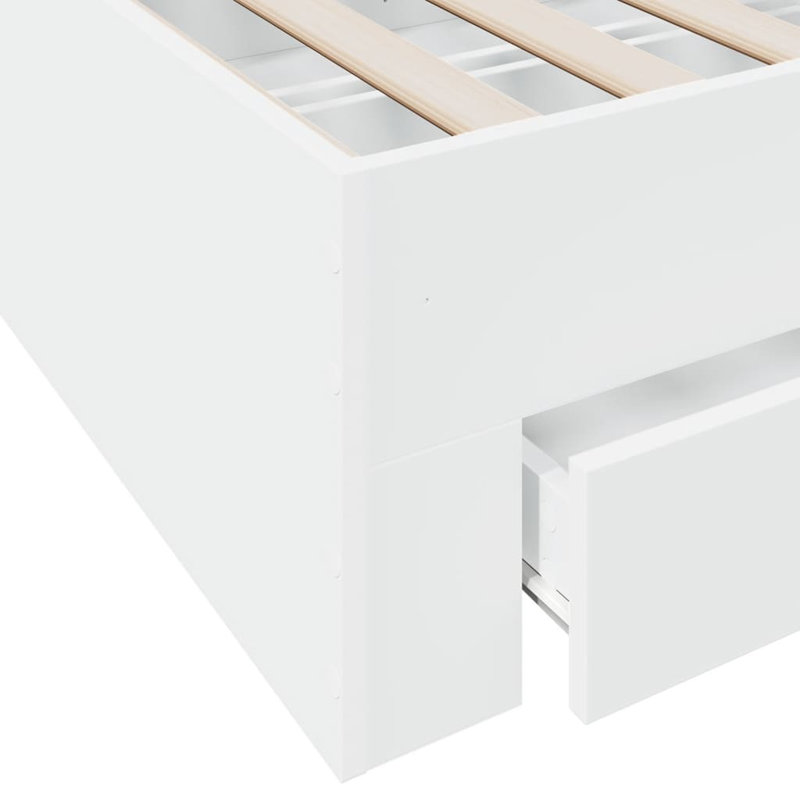 Vidaxl Bed Frame With Drawers Engineered Wood, European Single (90 x 200cm), White