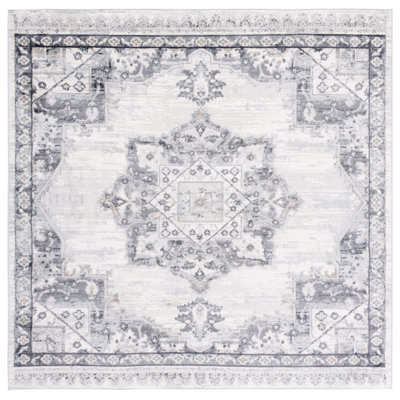 Tapis oriental ivoire et gris