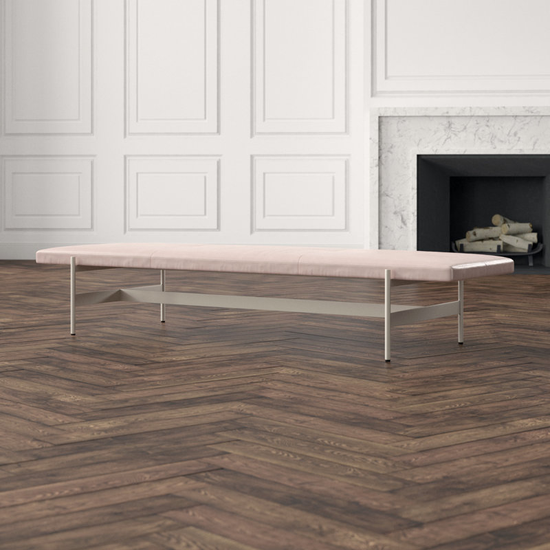 Daybench Leather Dining Bench, Blush, Putty, 14" H x 75" W x 24" D