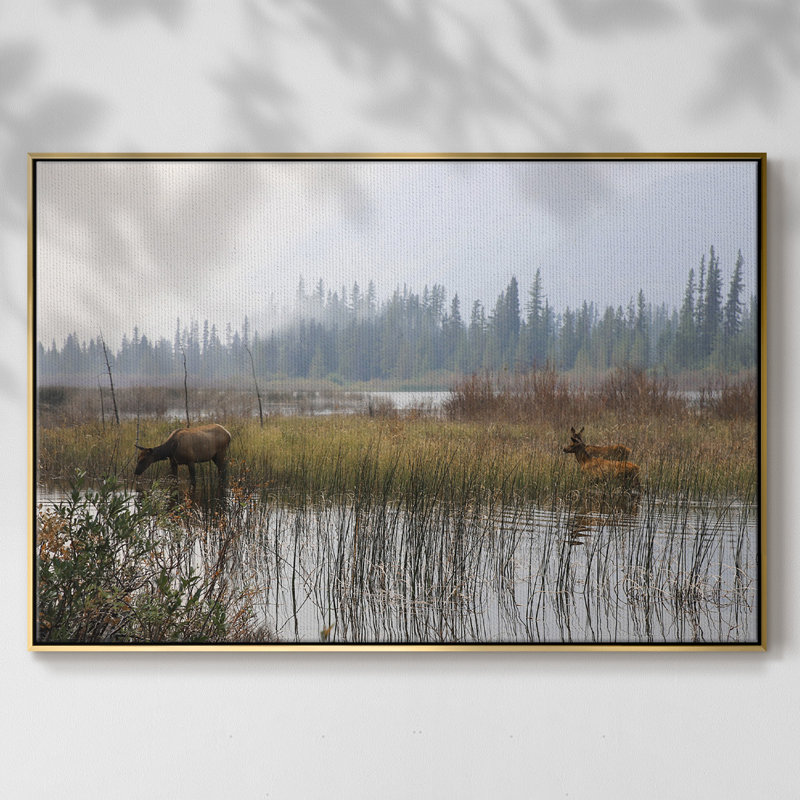 «Out With The Twins», toile tendue avec châssis encadré, H 25 po x l 37 po x P 2 po, Or