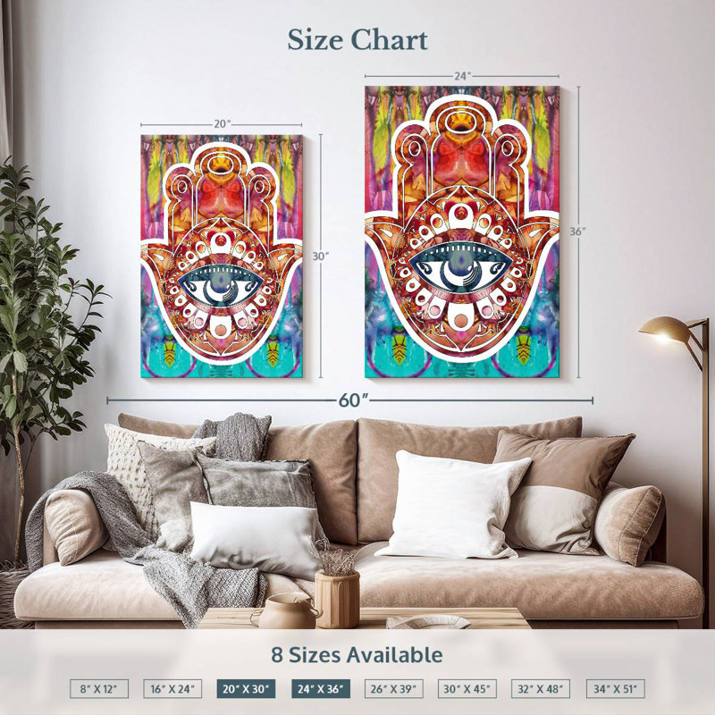 Hamsa multicolore Kerrick, H 36 po x l 24 po