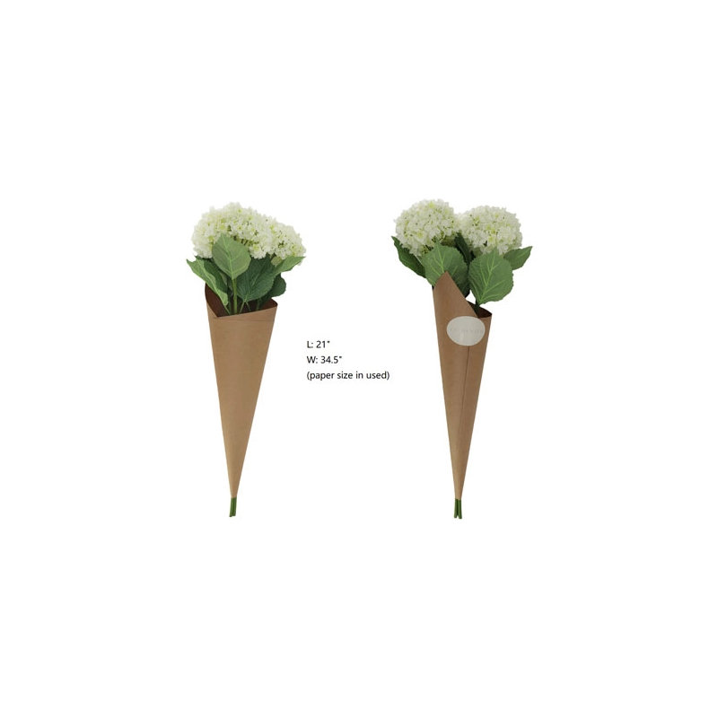 35" Light Green Artificial Hydrangea Stems, White