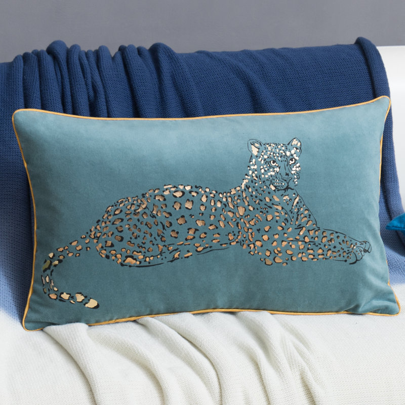 Housse de coussin décoratif léopard, Bleu