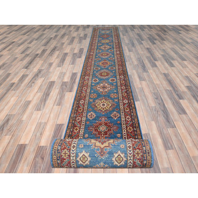 2'8" x 34'0" New Hand Knotted Blue Wool Runner Oriental Rug 