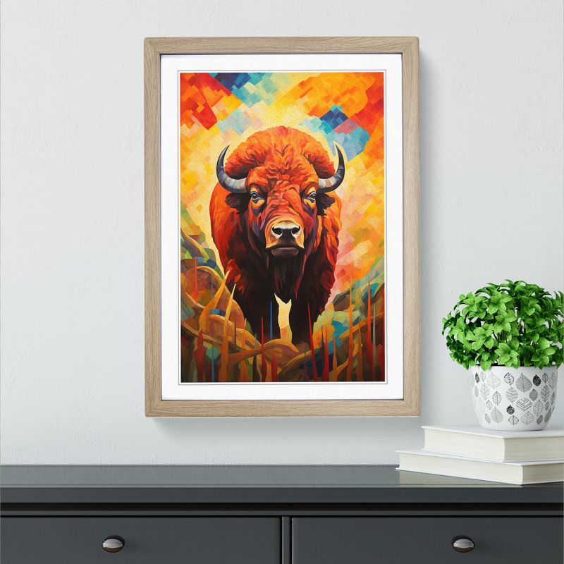 Buffalo Orphism No.2 - Framed Print, 64cm H x 46cm W x 2cm D, Oak Framed