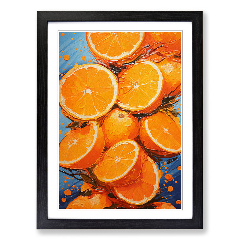Orange Fruit Abstract - Framed Print, Black, 64cm H x 46cm W x 2cm D