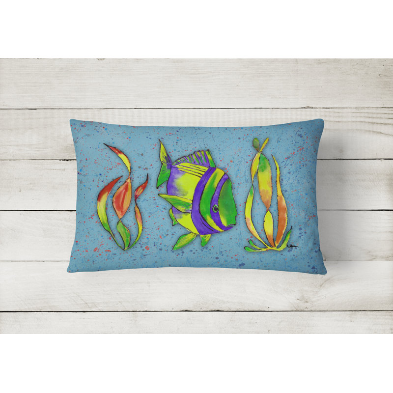 Tropical Fish Indoor/Outdoor Throw Pillow, Blue