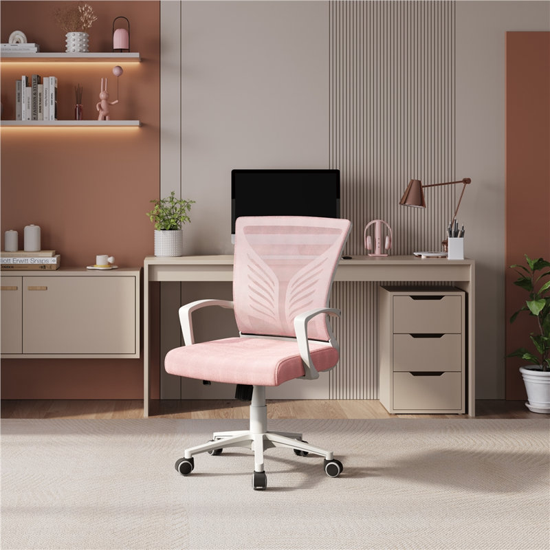 Mesh Office Chair With Butterfly-Inspired Lumbar Support, Pink