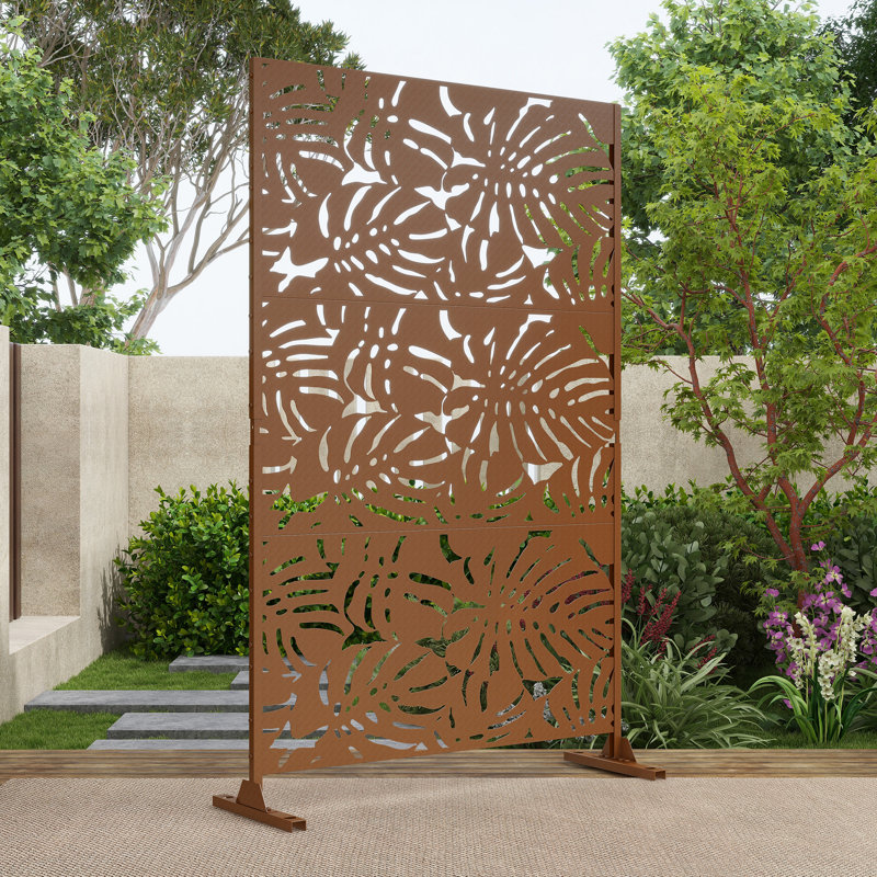 Pacifa 6 ft. H x 4 ft. W Freestanding Privacy Screen with Wider Feet, Brown