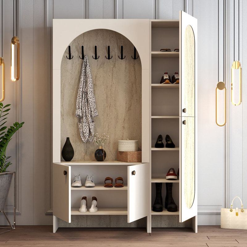 Almendarez Hall Stand, Cream/Travertine