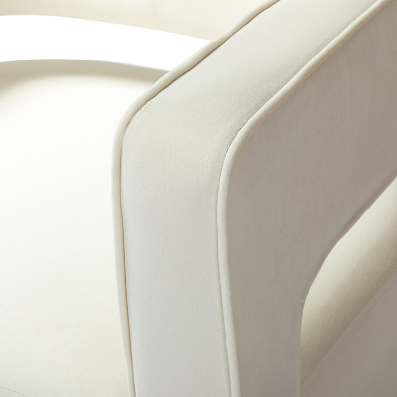 Aysha Velvet Swivel Accent Chair, Ivory Velvet