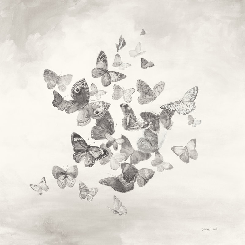 Beautiful Butterflies BW by Danhui Nai - Wrapped Canvas Painting, 30cm H x 30cm W