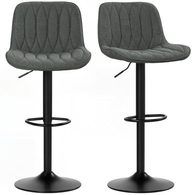 Swivel Upholstered Adjustable Height Counter Stool with Metal Frame