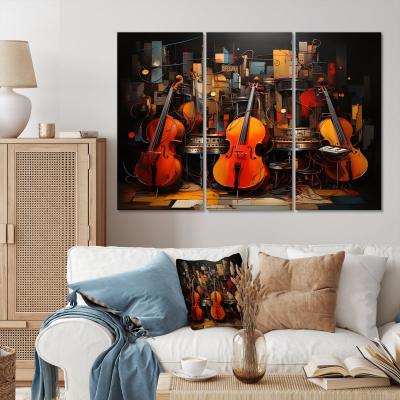 Sunlit Symphony III sur toile, reproduction de 3 pièces, H 32 po x l 48 po x P 1 po