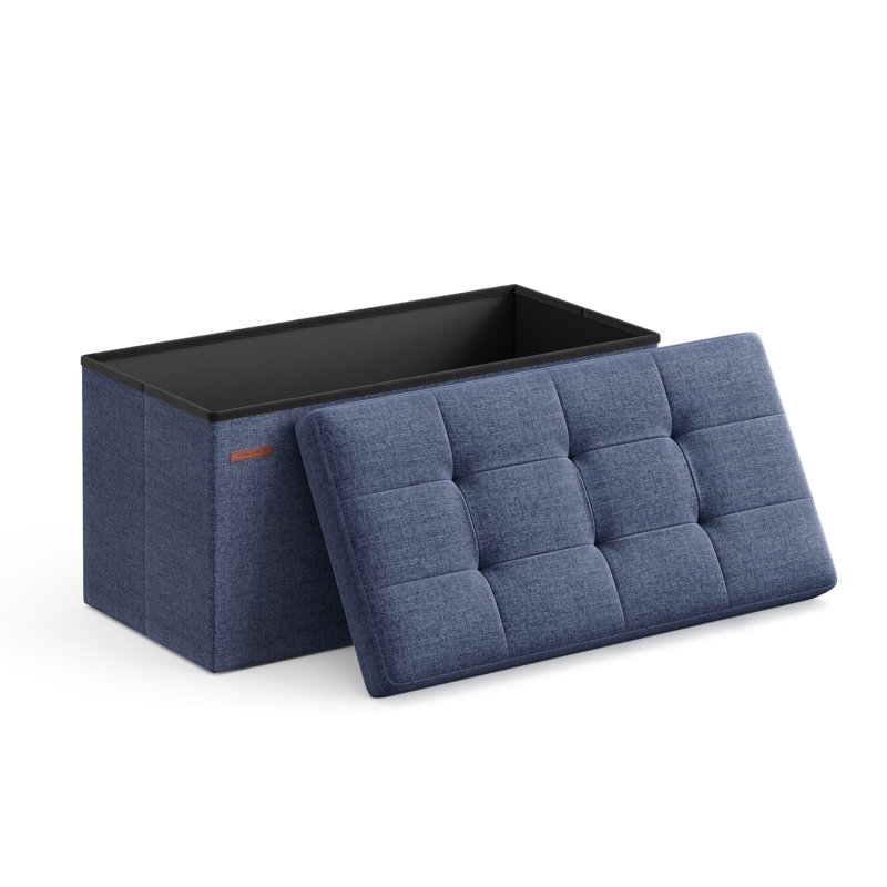 Banc de rangement avec repose-pieds pliant, Bleu, Tissu Oxford