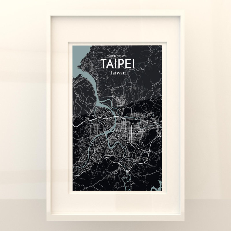 Taipei City Map In Midnight - No Frame Print, 36cm H x 24cm W x 0.05cm D