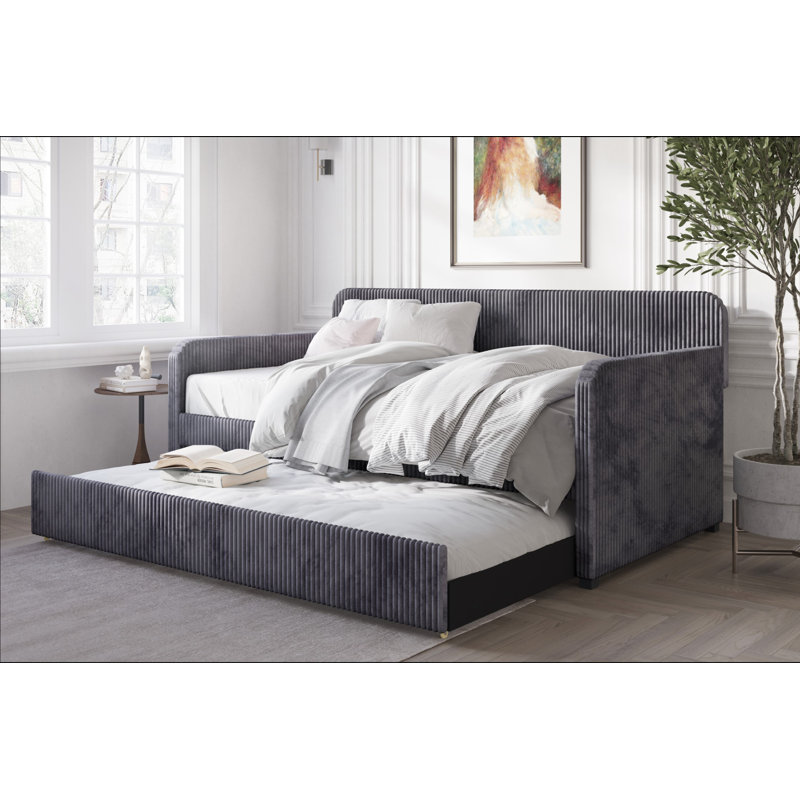Lit de jour simple avec couchette Antonius, Gris