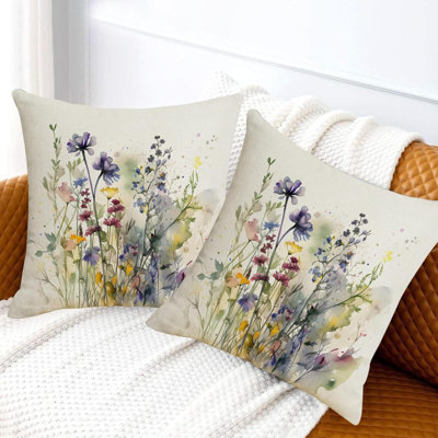 Housse de coussin décoratif pour 2 coussins décoratifs floraux d'été
