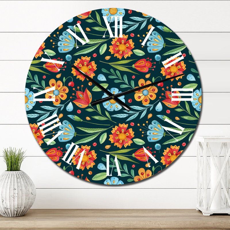 Horloge murale orange et bleue, Petit