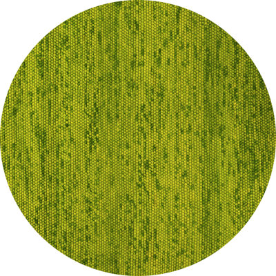 Tapis rond jaune en laine et polyester tissé à la machine Avignon 8 pi