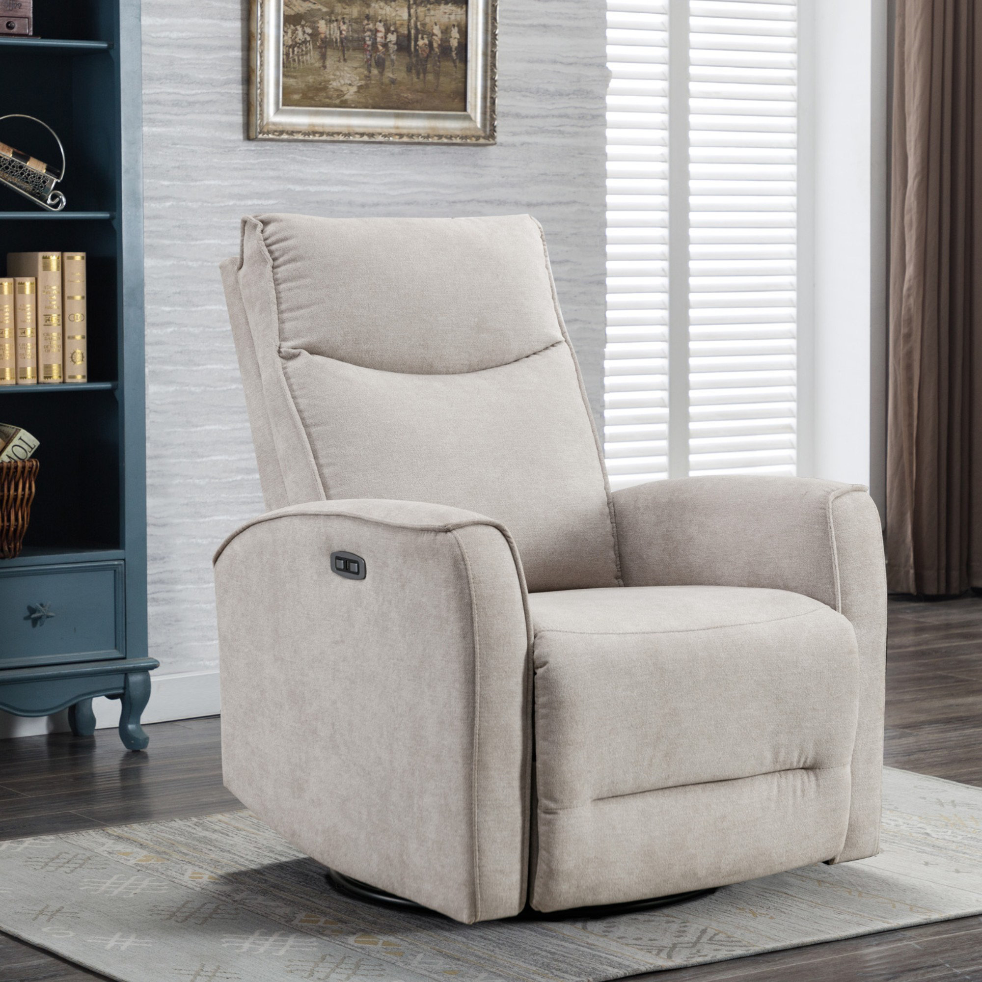 Dickie 29'' Wide Modern and Soft Touch Fabric Swivel and Glider Power  Recliner Chair with USB Port