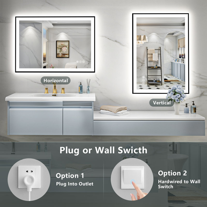 Miroir de salle de bain Tyeishia Matte, 28 po x 20 po