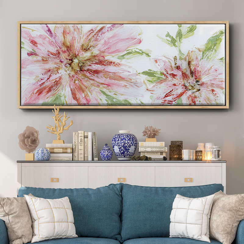 Floral Panache- Framed Canvas, 24" H x 60" W