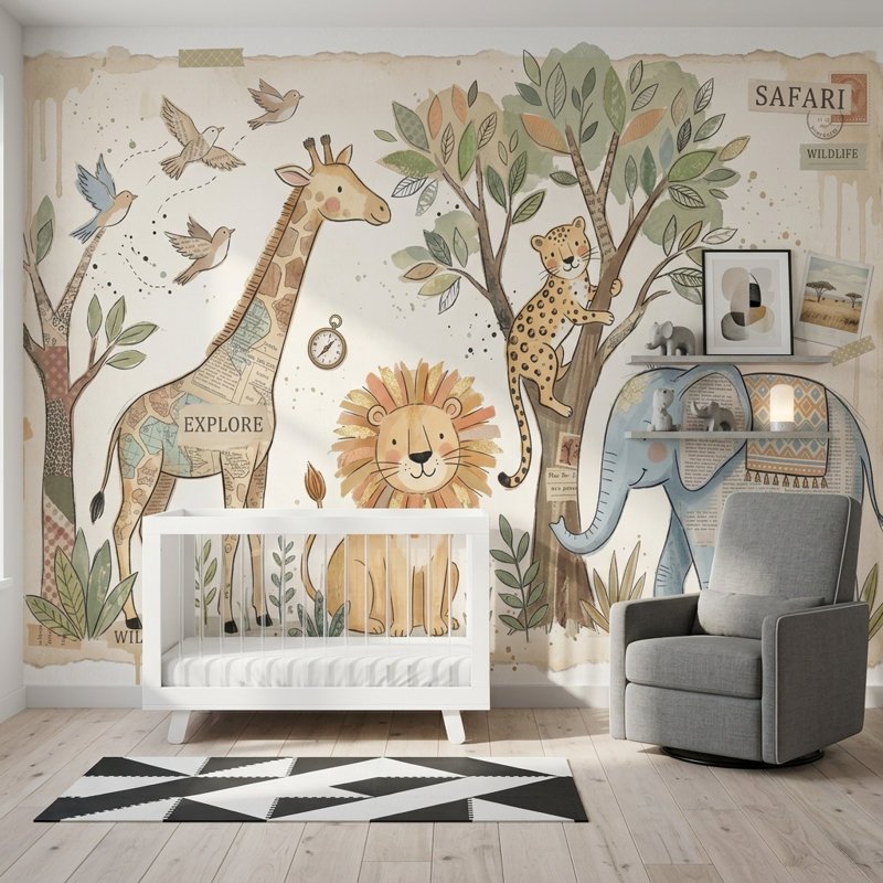 Décoration murale amovible Safari, Texturé non collé, 160 po x 108 po