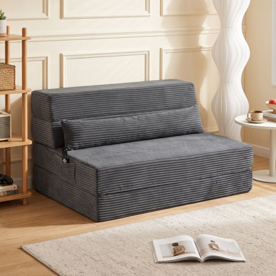 Chaise de sol pliable avec dossier et coussin de soutien lombaire, gris foncé