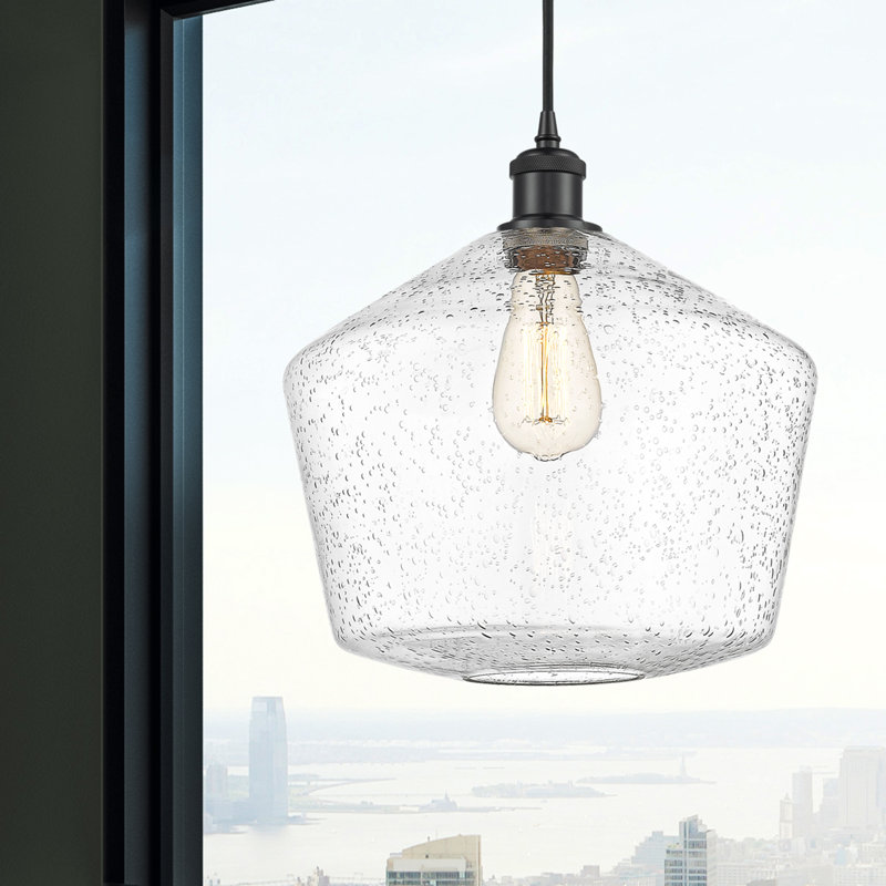 Luminaire suspendu simple à 1 lumière Gabbie, Noir mat