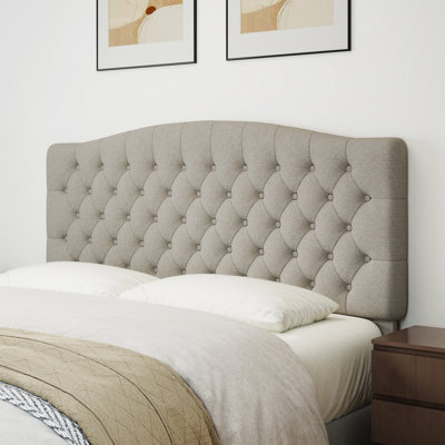 Queen/Full Size Wall Mounted Headboard for Adjustable Bed, Linen Tufted Upholstered with Sturdy Wooden Legs