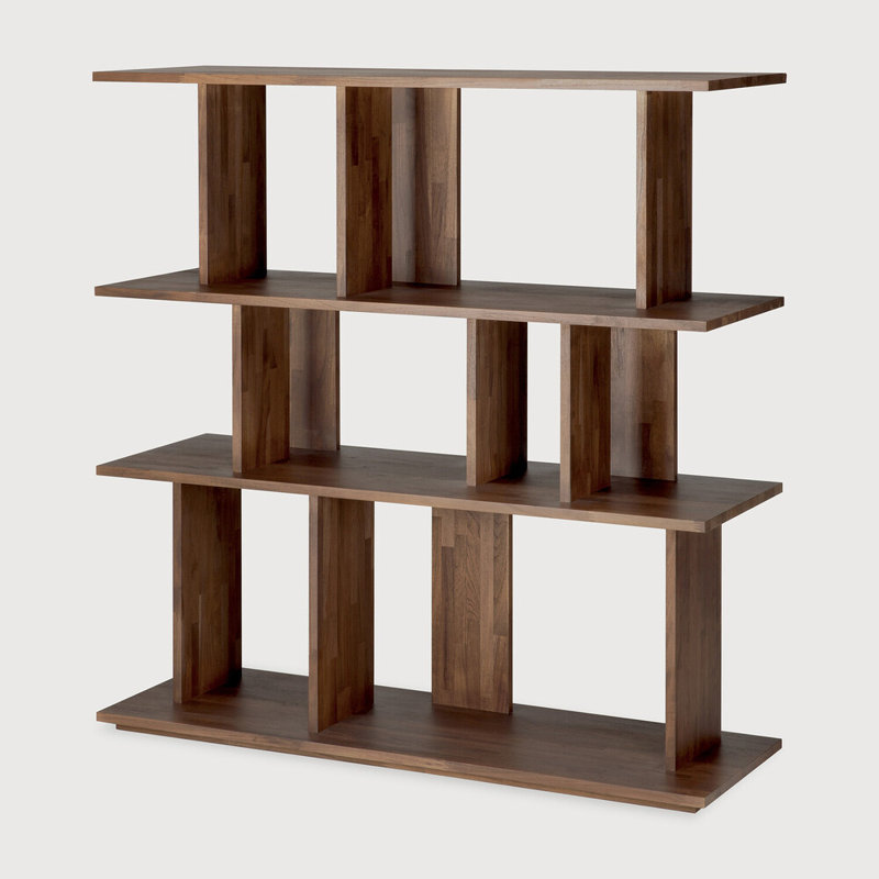 Irregular Solid Wood Geometric Bookcase, 45.5" H x 44" W x 14.5" D