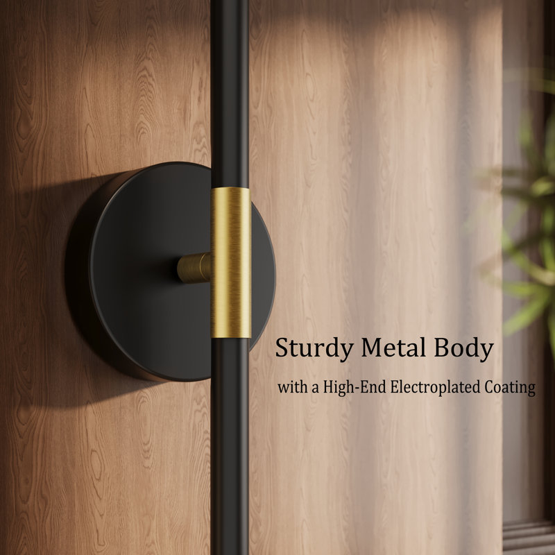 Battery Operated Wall Sconces with Remote Control, 24'' LED Flush Mounted Sconces, Matte Black/Gold