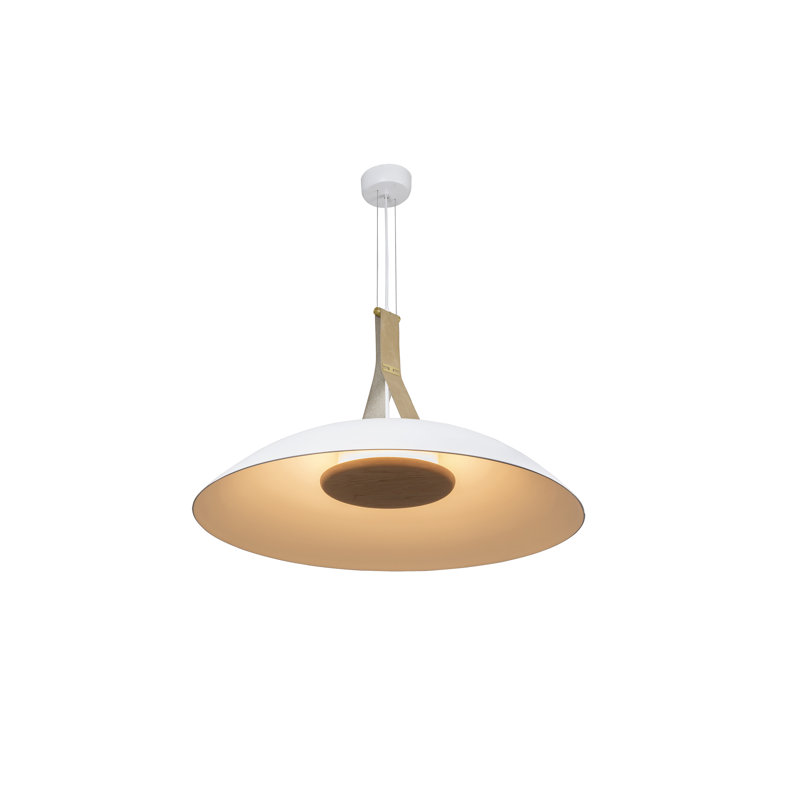 Volo 36" LED Pendant, White Washed Oak Disc, White, 3000K