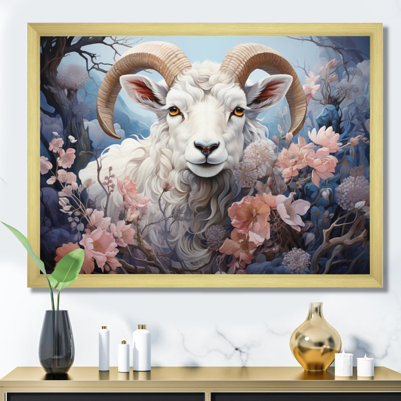 Blanc, mouton blanc, paysages de rêve éthérés, H 12 po x l 20 po x P 1 po, Cadre doré à une seule photo
