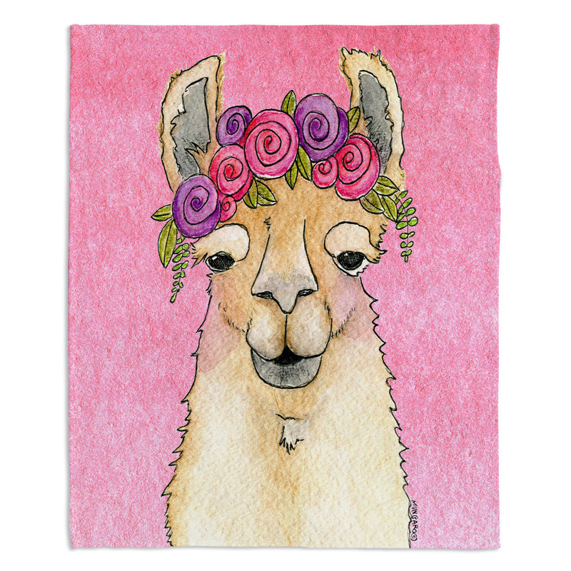 Couverture Garland Llama, 51 po x 60 po, Rose clair