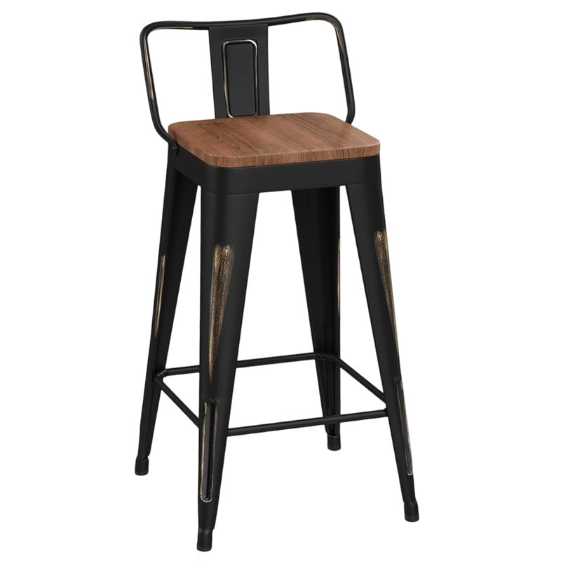 Tabouret de comptoir / de bar, Tabouret de comptoir (siège d'une hauteur de 26 p, Noir, noir, noir, noir