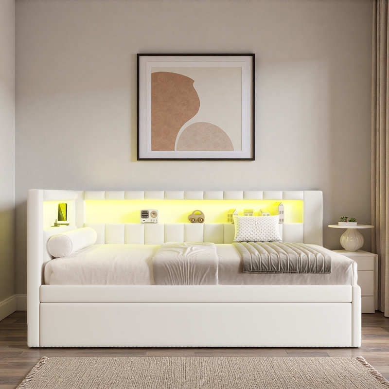 Daybed With Usb Ports And Led Belt And Trundle