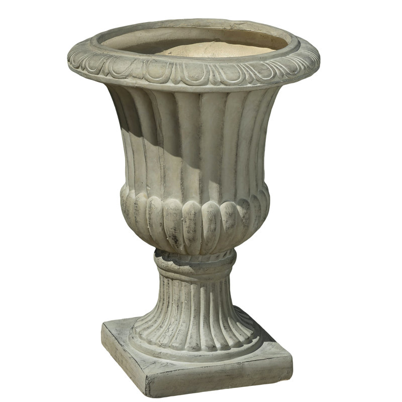 Urne blanche antique - 26 po, 18,87 po. Largeur de la pierre à béton 26 po.