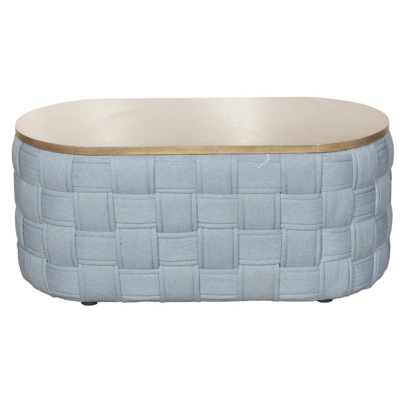 Table basse bleu sarcelle avec base à tricoter