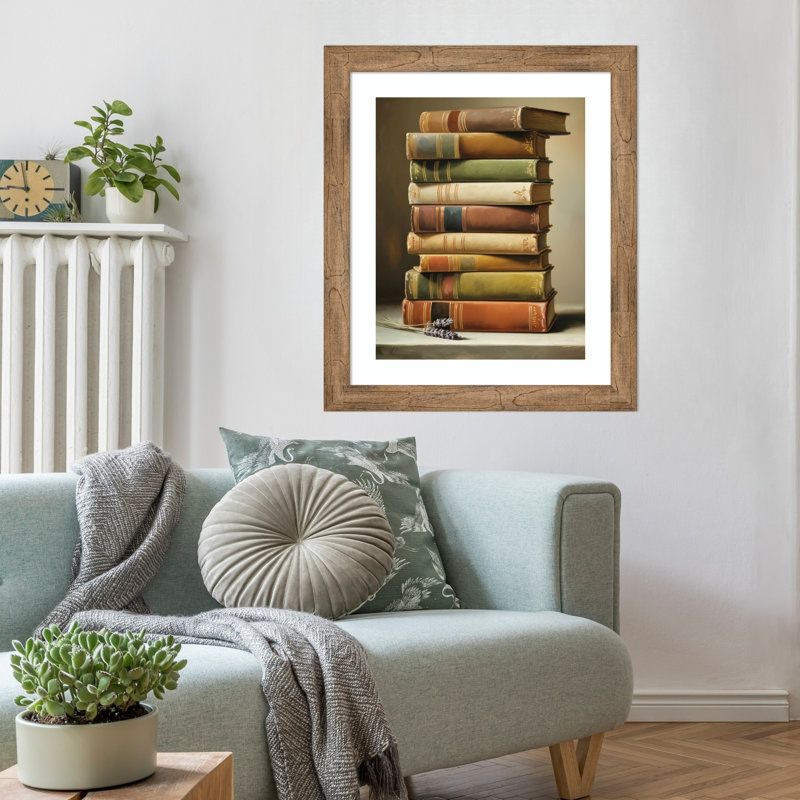 «The Book Pile» par Andreas Magnusson, impression sur bois encadrée
