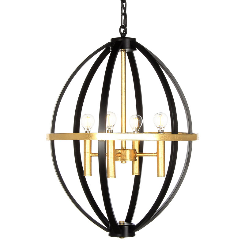 Jessica's 4 - Light Geometric Chandelier with Wrought Iron Accents