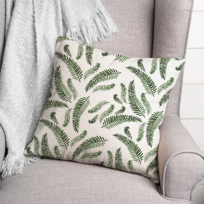 Green Fern Pattern Throw Pillow