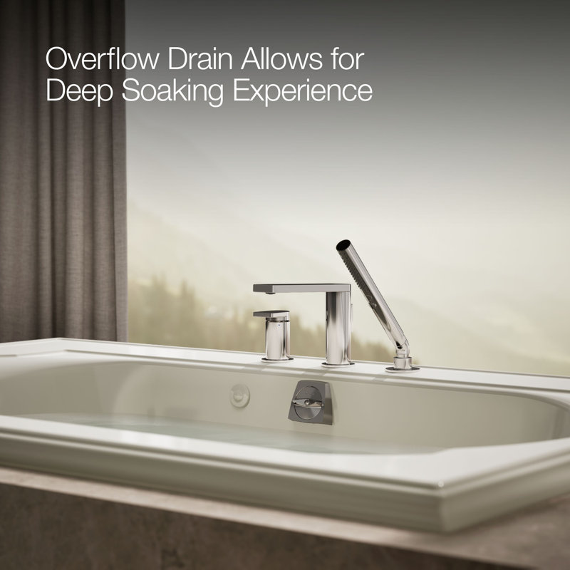 Memoirs 66'' x 42'' Drop In Whirlpool Acrylic Bathtub with Heater, Biscuit