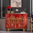 Red Hand-Painted Accent and Buffet Cabinet