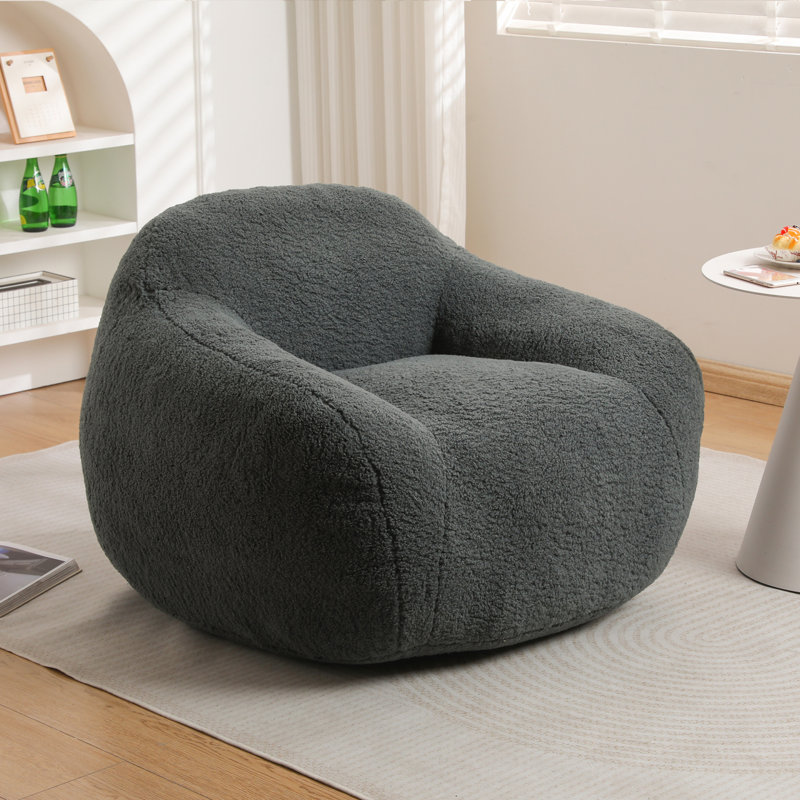 Fauteuil à billes géant avec mousse à mémoire de forme pour salon, Tissu gris foncé