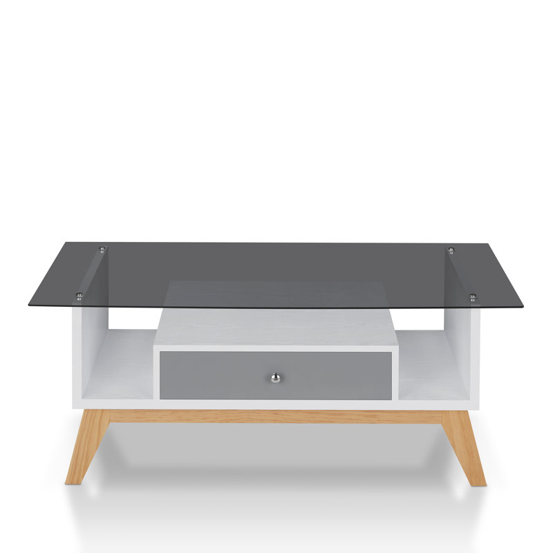 Four Leg Coffee Table with Storage, Grey