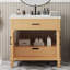 Meuble-lavabo en rotin naturel 36 po avec lavabo en céramique et fermeture en douceur
